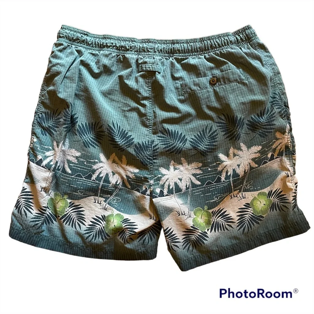 Tommy Bahama Mens Swim Trunks - Green Tropical Print - Size M